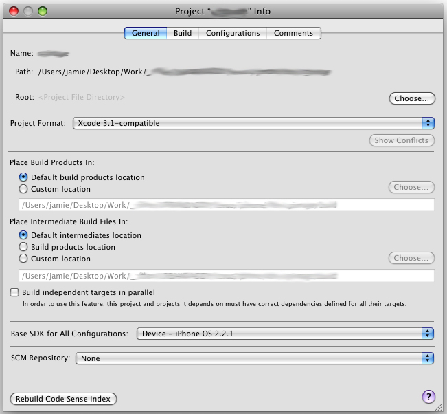 General build settings