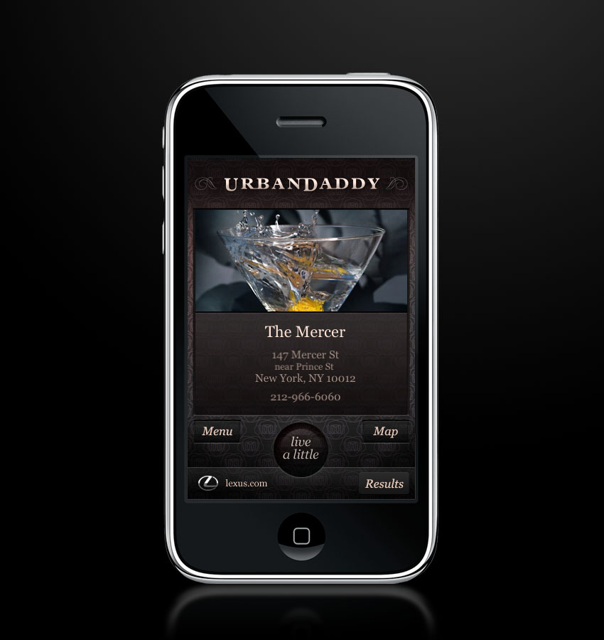 UrbanDaddy would recommend something for you by default, but provide a map option (not pictured) if you wanted to further customize. 