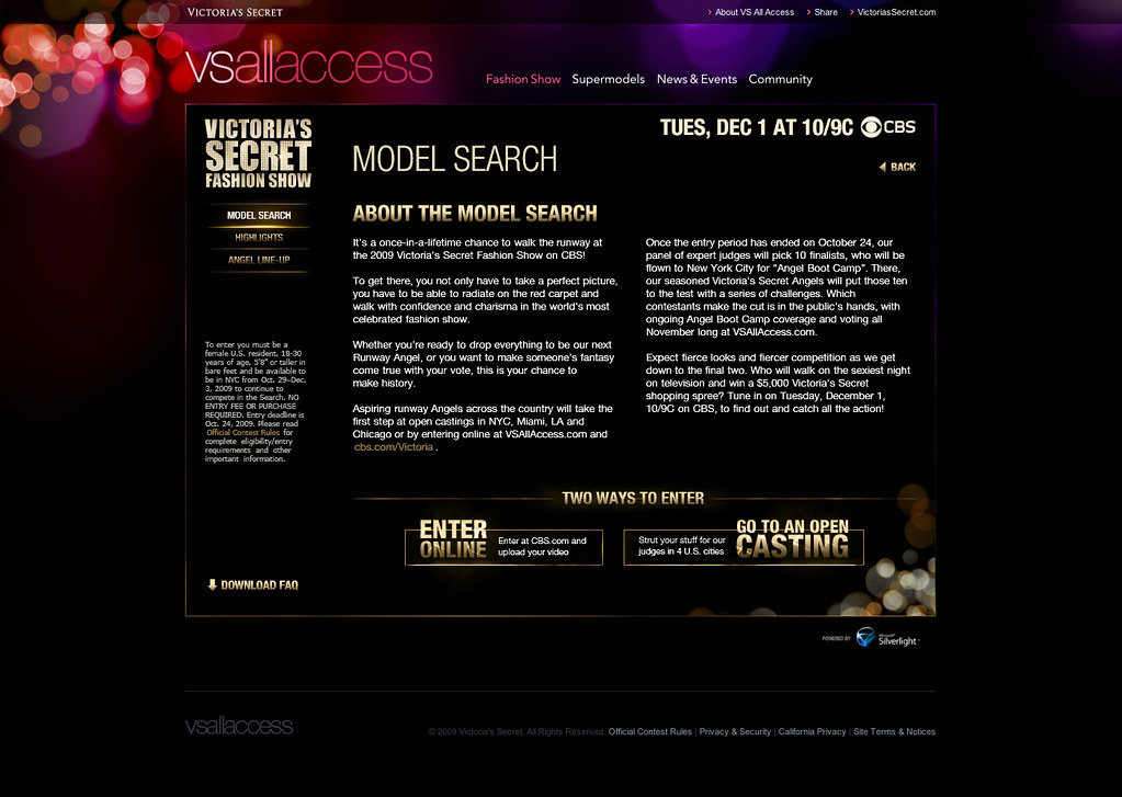 The Model Search About screen, explaining the two ways to enter